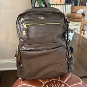 Tumi Dark Brown Backpack with Gold Accents